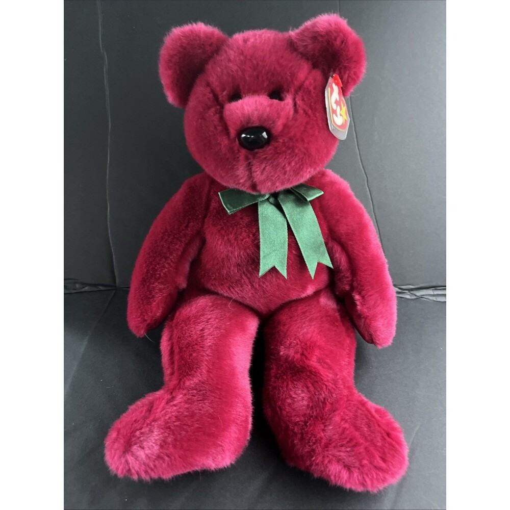 Ty Beanie Buddy Teddy the Cranberry Bear With Tag 1998 Retired Plush Toy